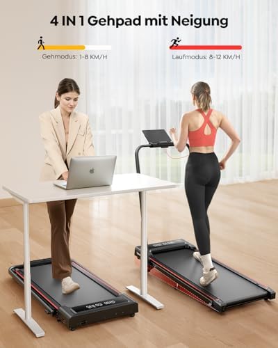 Laufband für Zuhause mit 9% Neigung, 12 km/h Klappbar Laufband mit Steigung, 2.5HP Leiser Motor, 4 I – Bild 3
