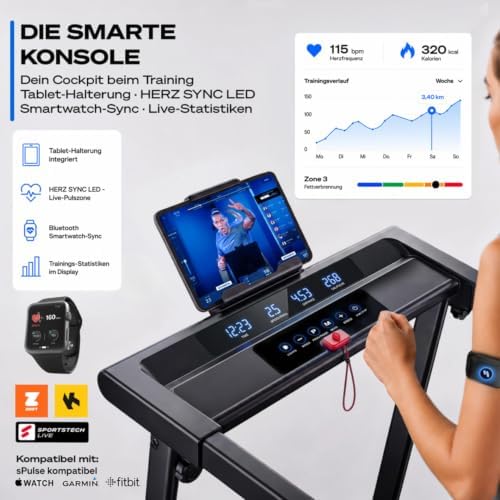 Sportstech, Laufband für Zuhause klappbar, bis 12 km/h, 9% Steigung – Bild 7