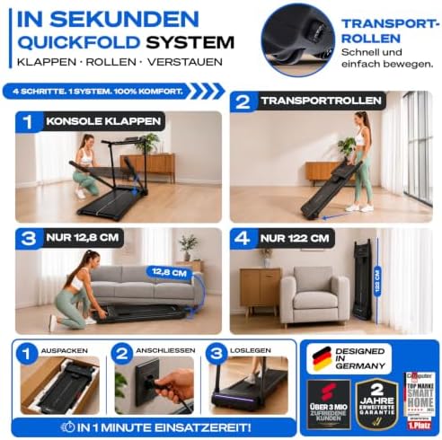 Sportstech, Laufband für Zuhause klappbar, bis 12 km/h, 9% Steigung – Bild 4
