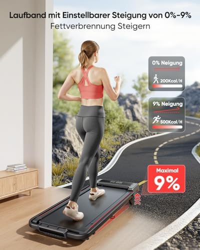 Laufband für Zuhause mit 9% Neigung, 12 km/h Klappbar Laufband mit Steigung, 2.5HP Leiser Motor, 4 I – Bild 4