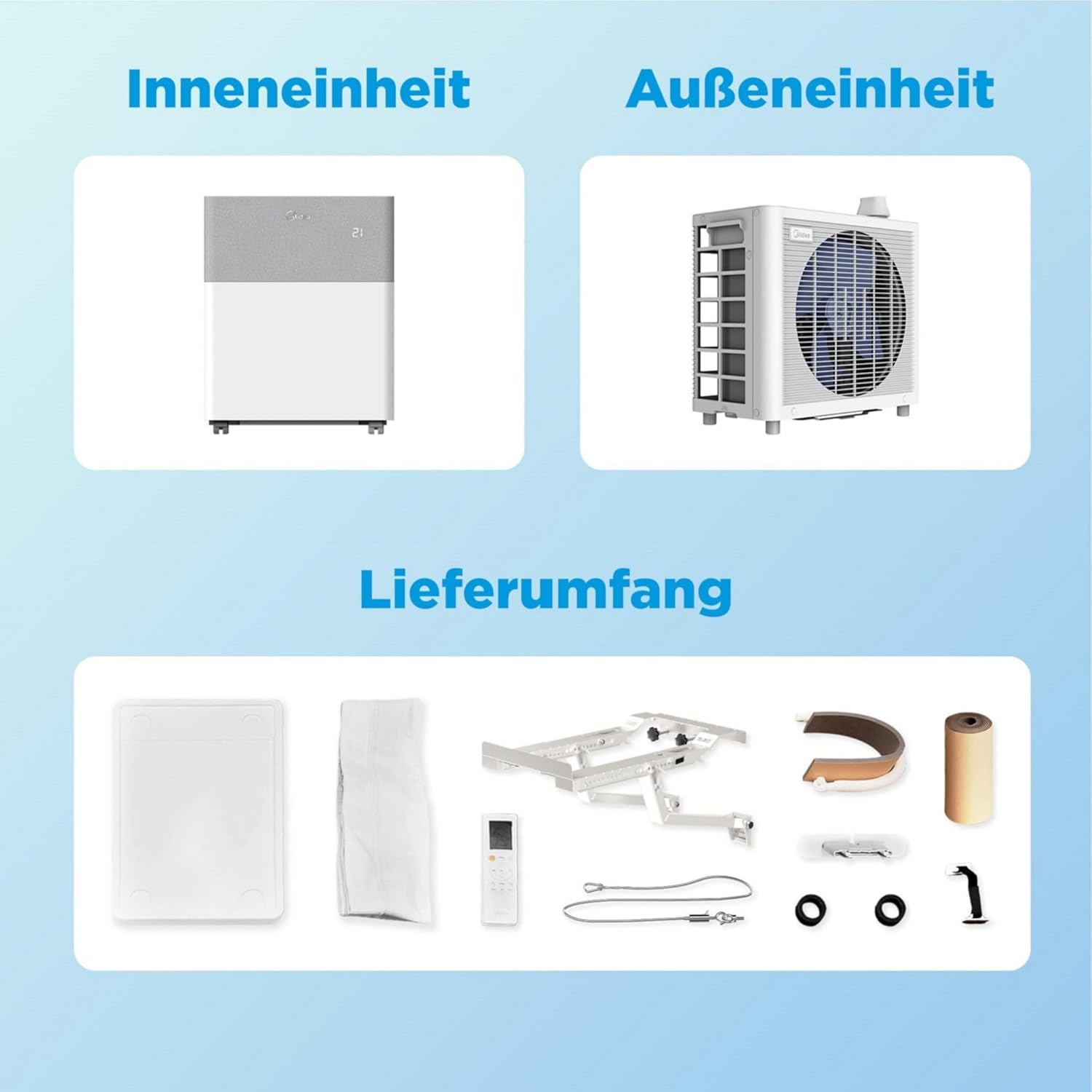 Midea Portasplit Cool Mobile Klimaanlage, nur Kühlung, A++, 8000 BTU 2, 3kW