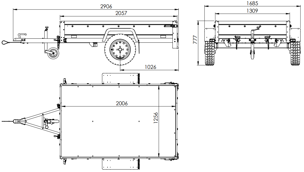 UNITRAILER Garden Trailer 201 Kipp – Anhänger 2006×1256 mm, 750 kg zGG