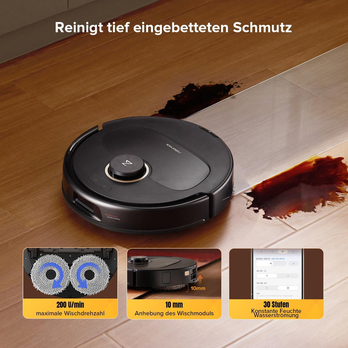 roborock Qrevo S5V Saugroboter mit Wischfunktion&Hebarem Wischmopp