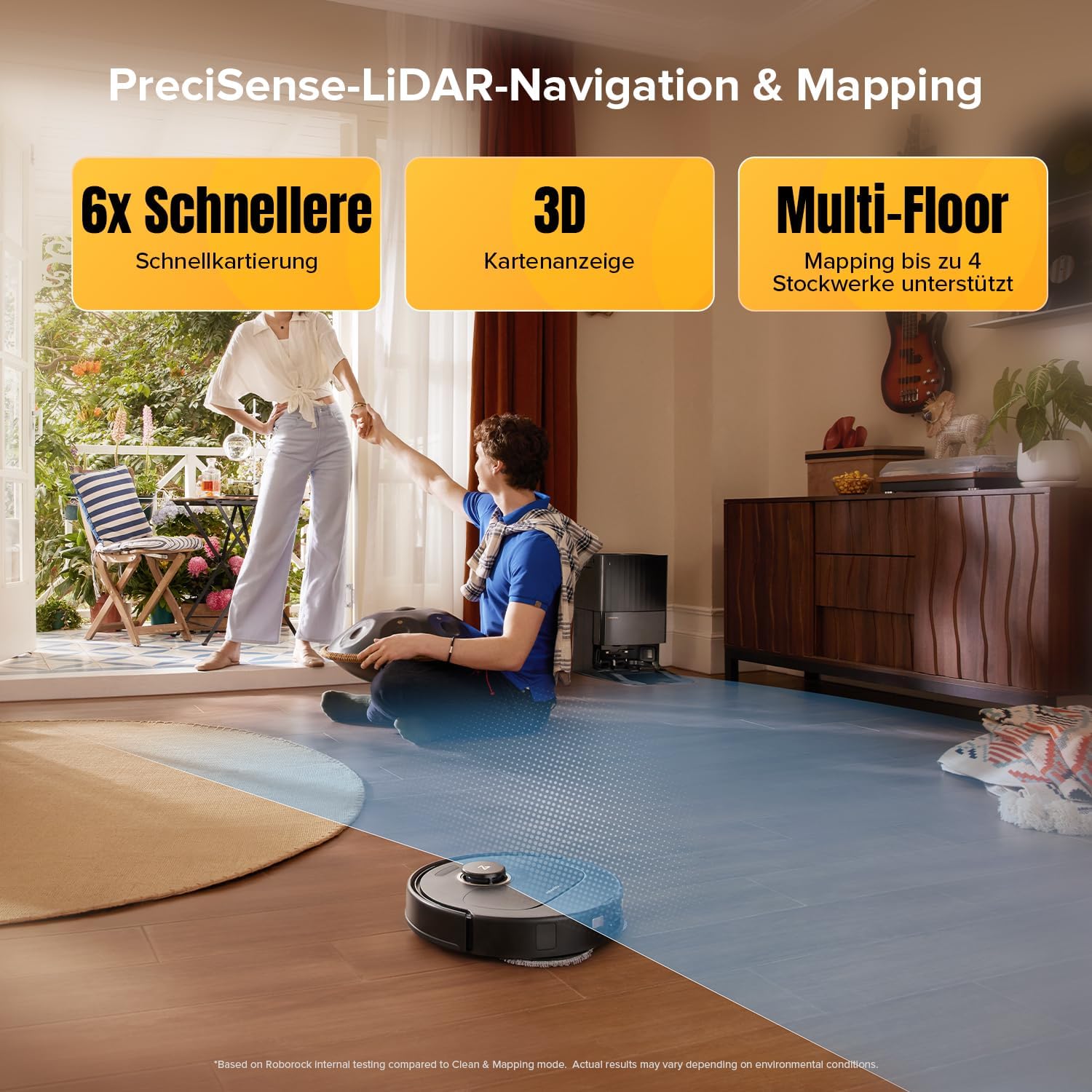 roborock Qrevo S5V Saugroboter mit Wischfunktion&Hebarem Wischmopp