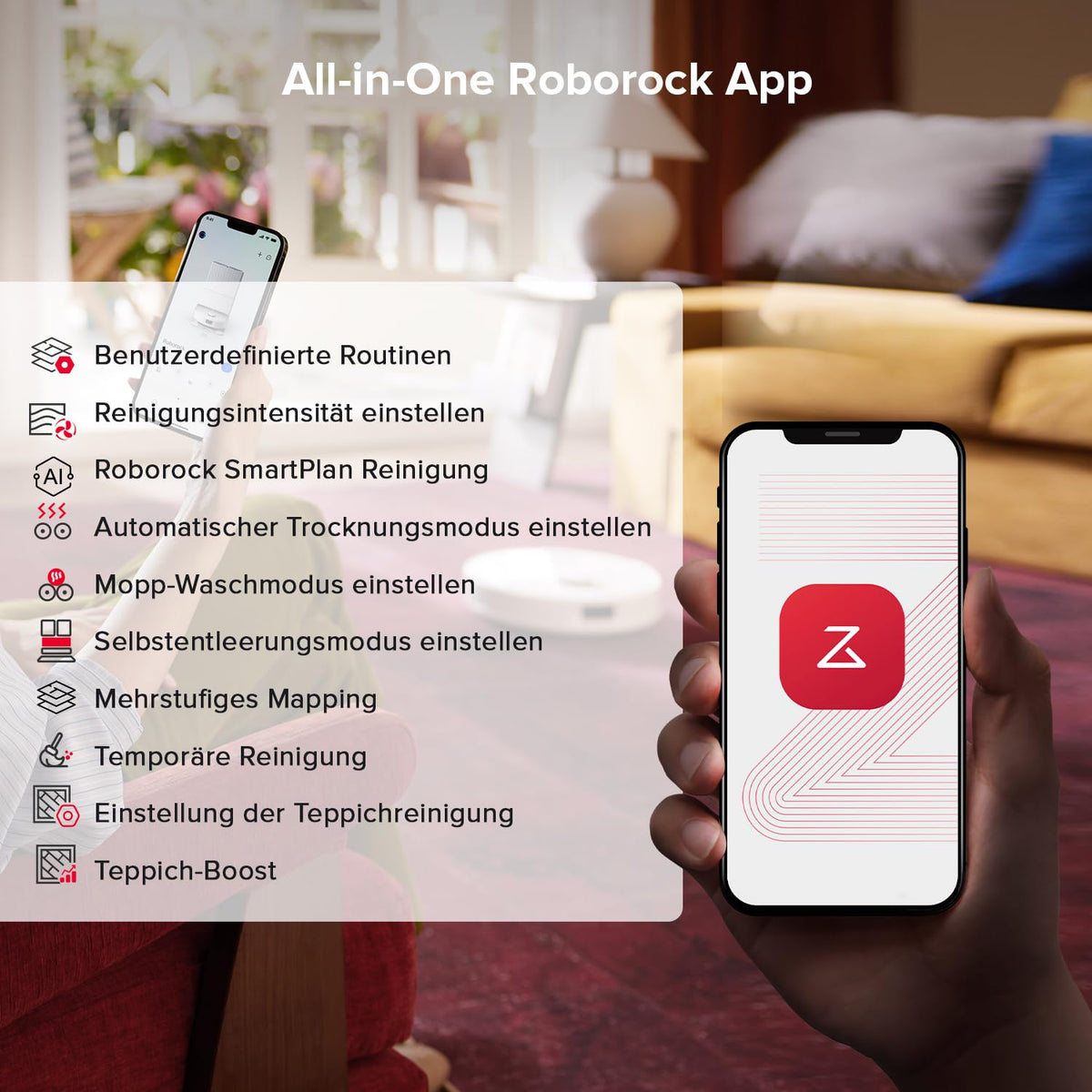 roborock Qrevo S5V Saugroboter mit Wischfunktion&Hebarem Wischmopp