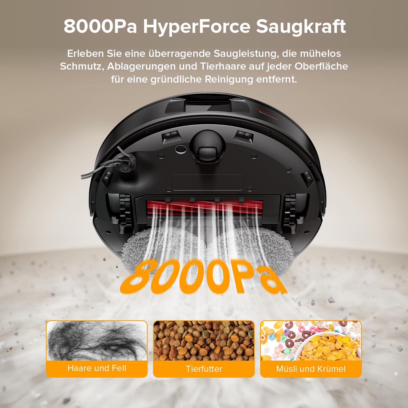 roborock Qrevo S5V Saugroboter mit Wischfunktion&Hebarem Wischmopp