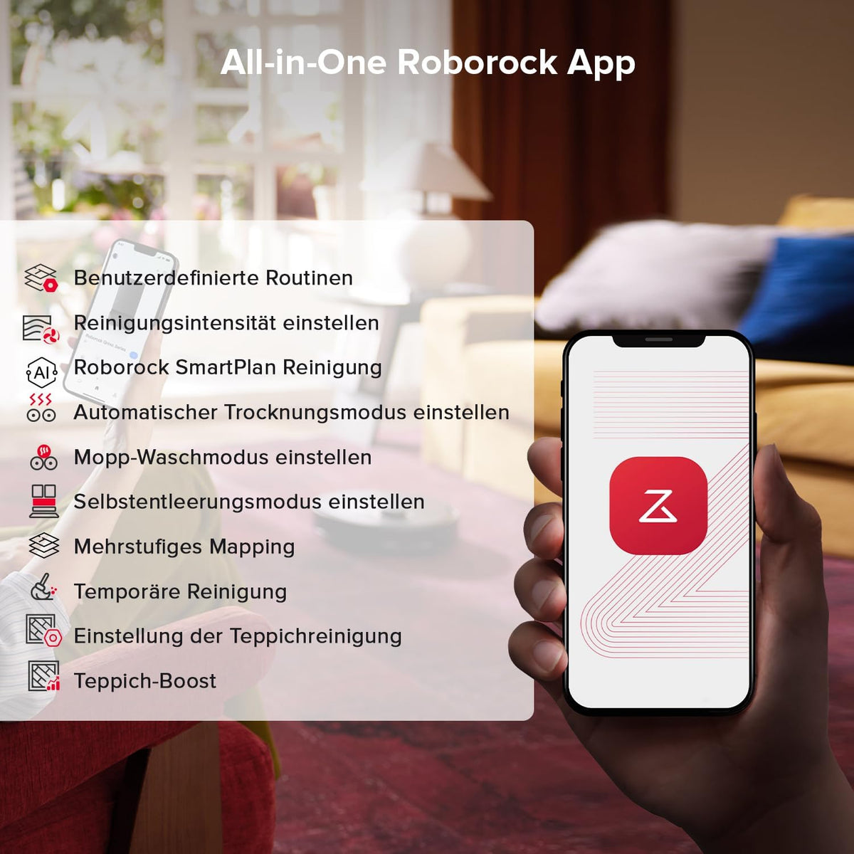 roborock Qrevo S5V Saugroboter mit Wischfunktion&Hebarem Wischmopp