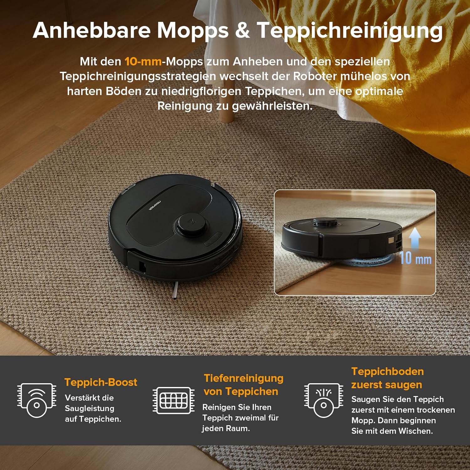 roborock QV 35A Set Saugroboter mit Wischfunktion mit 8.000 Pa Saugkraft