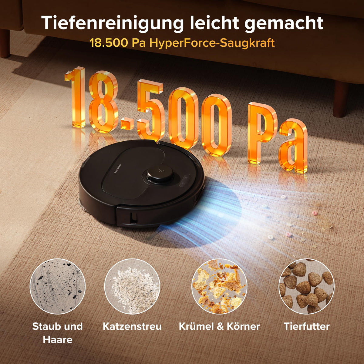 roborock Qrevo S5V Saugroboter mit Wischfunktion&Hebarem Wischmopp