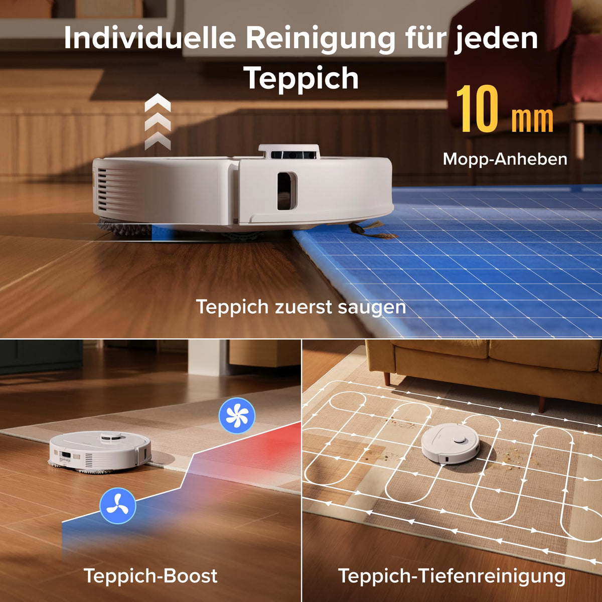 roborock Qrevo S5V Saugroboter mit Wischfunktion&Hebarem Wischmopp