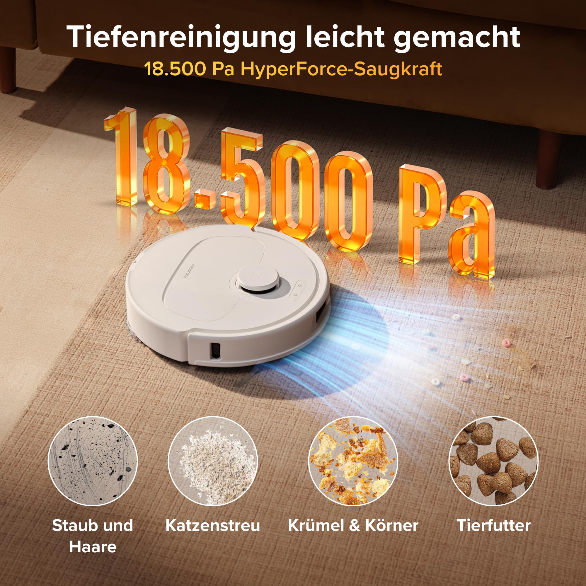 roborock Qrevo S5V Saugroboter mit Wischfunktion&Hebarem Wischmopp