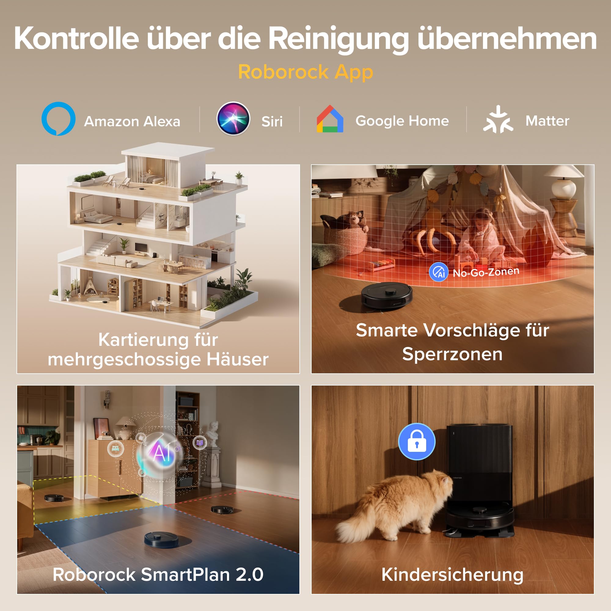 roborock Qrevo S5V Saugroboter mit Wischfunktion&Hebarem Wischmopp