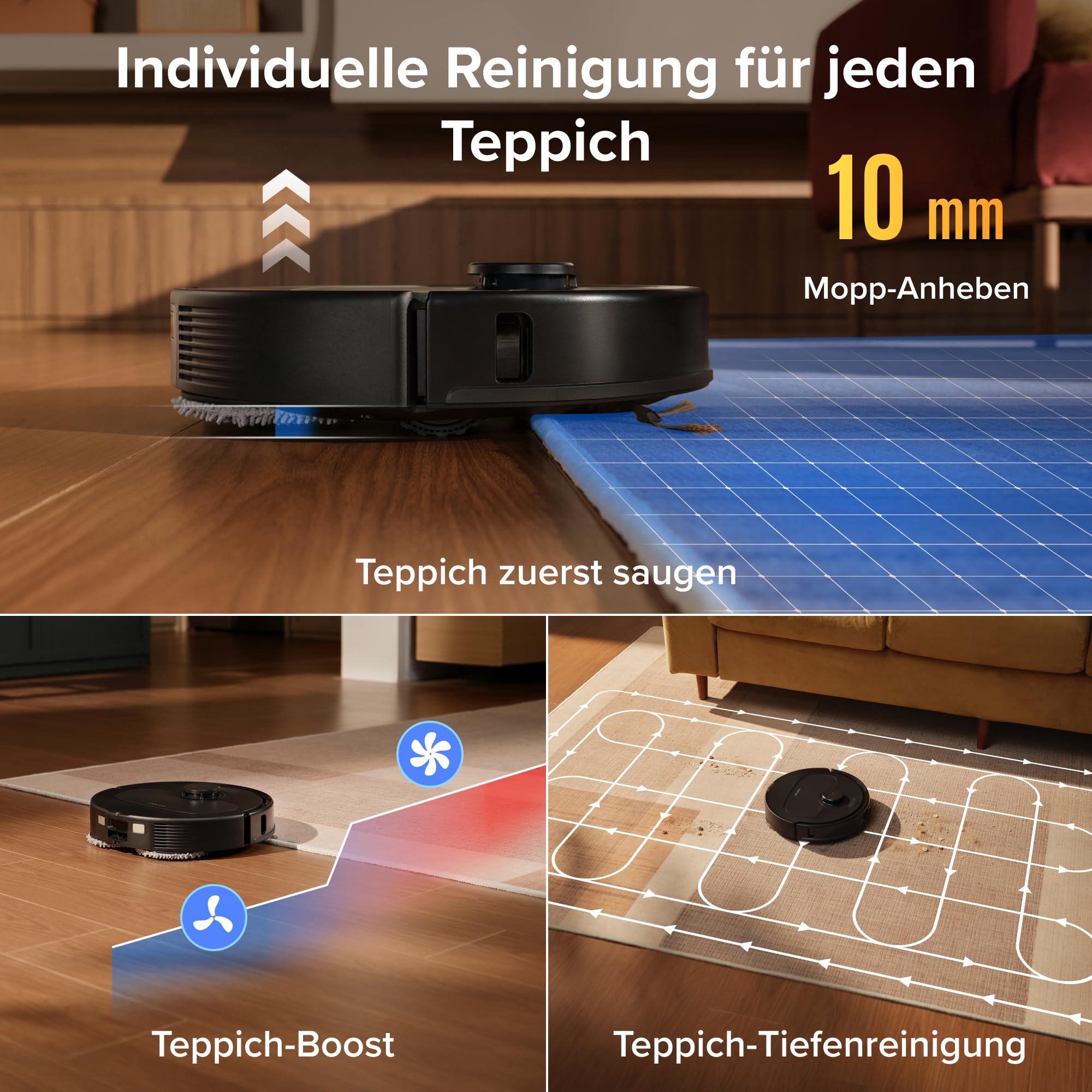 roborock Qrevo S5V Saugroboter mit Wischfunktion&Hebarem Wischmopp