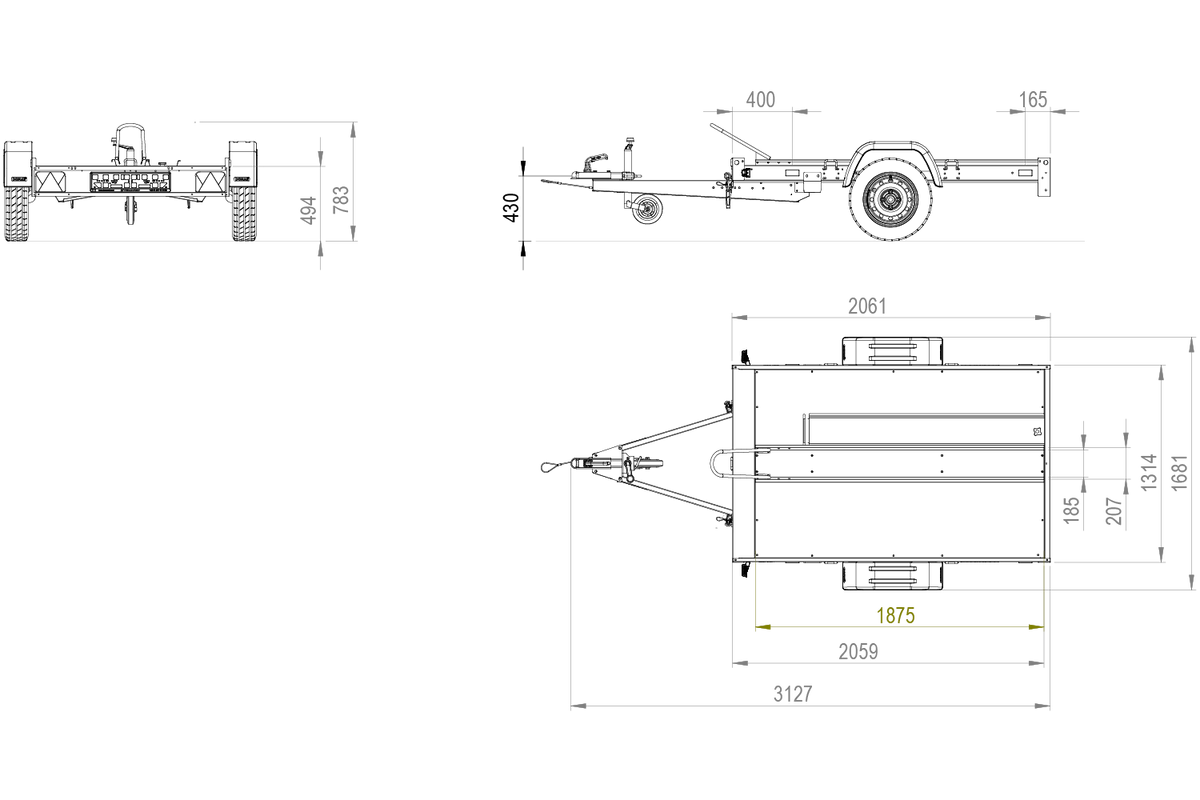 UNITRAILER Moto 1/R – Anhänger 2200×1303 mm, 750 kg zGG