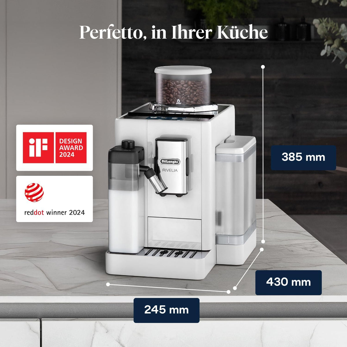 De'Longhi Rivelia Kaffeevollautomat 16 Getränke Weiß