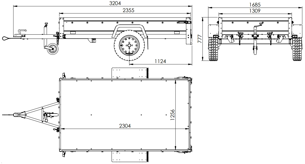 UNITRAILER Garden 230 KIPP ALU – Anhänger 2305×1256 mm, 750 kg zGG