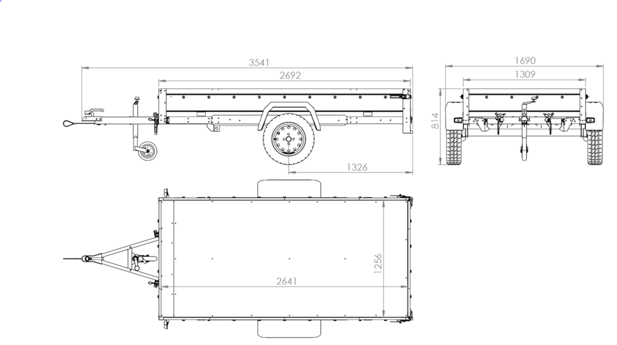 UNITRAILER Garden 264/R KIPP – Anhänger 2641×1256 mm, 750 kg zGG