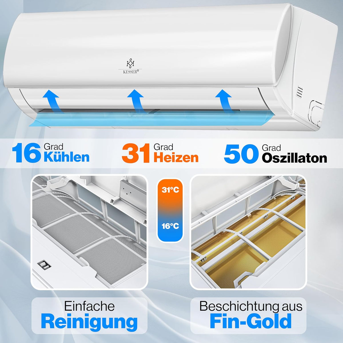 KESSER Split-Klimaanlage Set Quick Connect mit WiFi
