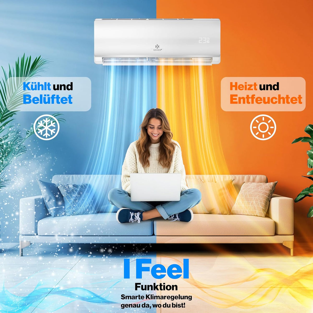 KESSER Split-Klimaanlage Set Quick Connect mit WiFi